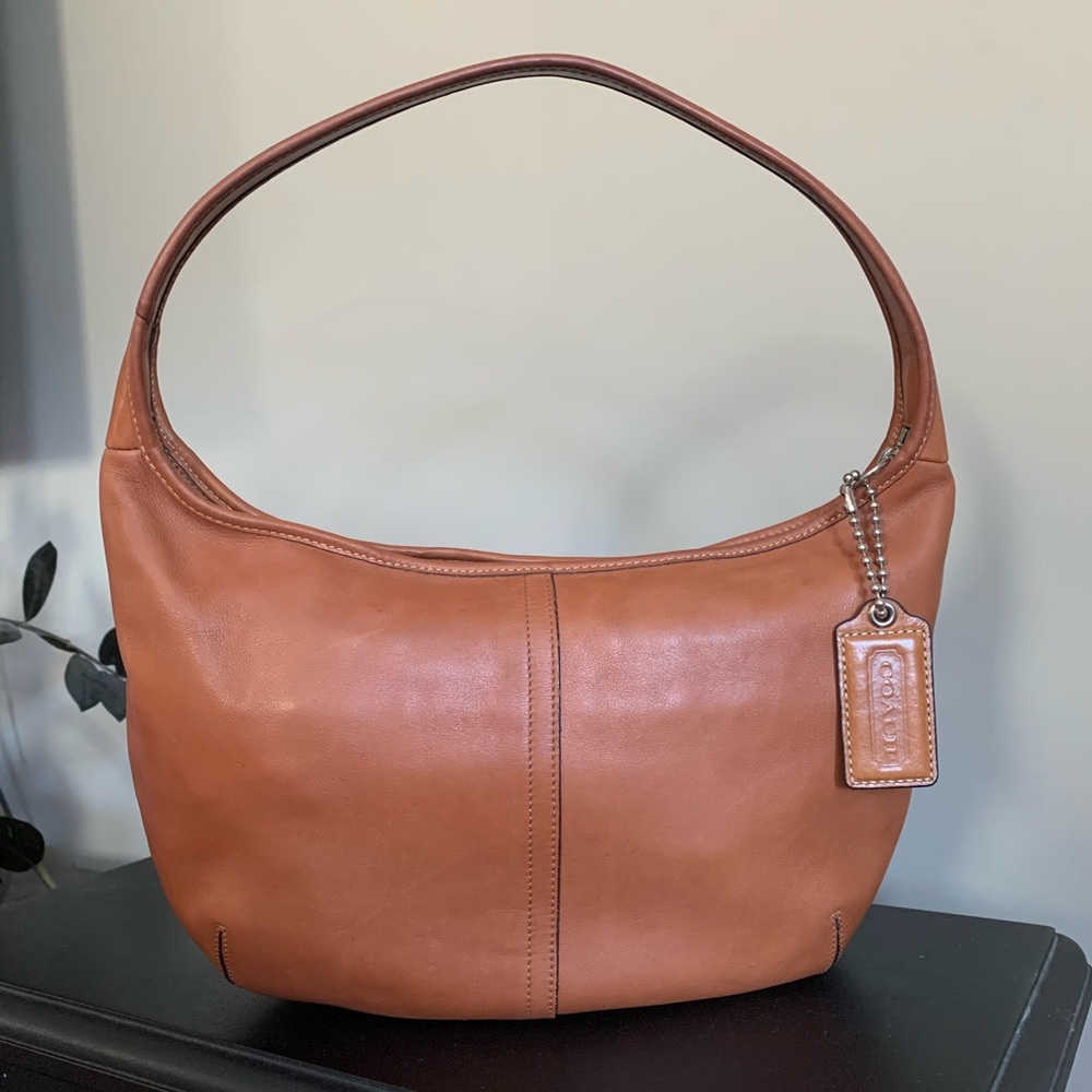 Coach Leather Shoulder Bag in Cognac Brown